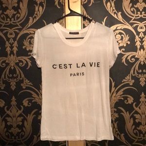 Brandy Melville “c’est la vie” stretchy t shirt